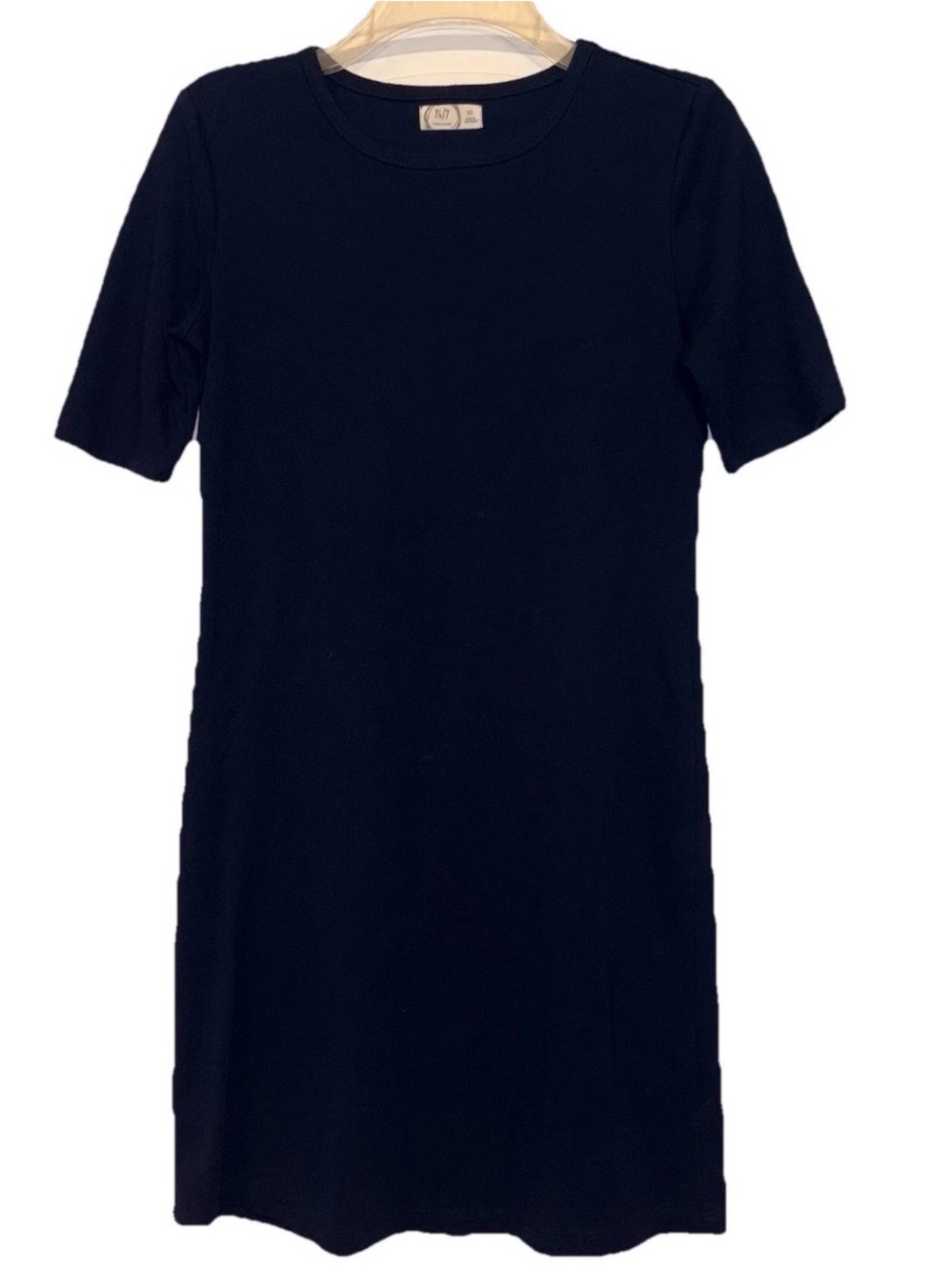 Maurices 24/7 Round Neck Navy Short Sleeve Dress Size X Small